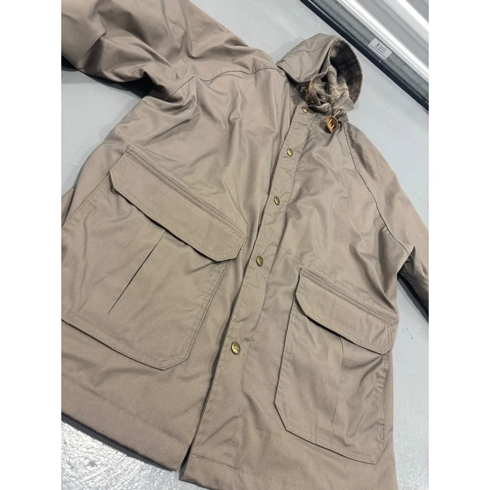 Woolrich‎ Mens Mountain Parka Jacket Tan Khaki Plaid Lined Hooded 7336 Size M